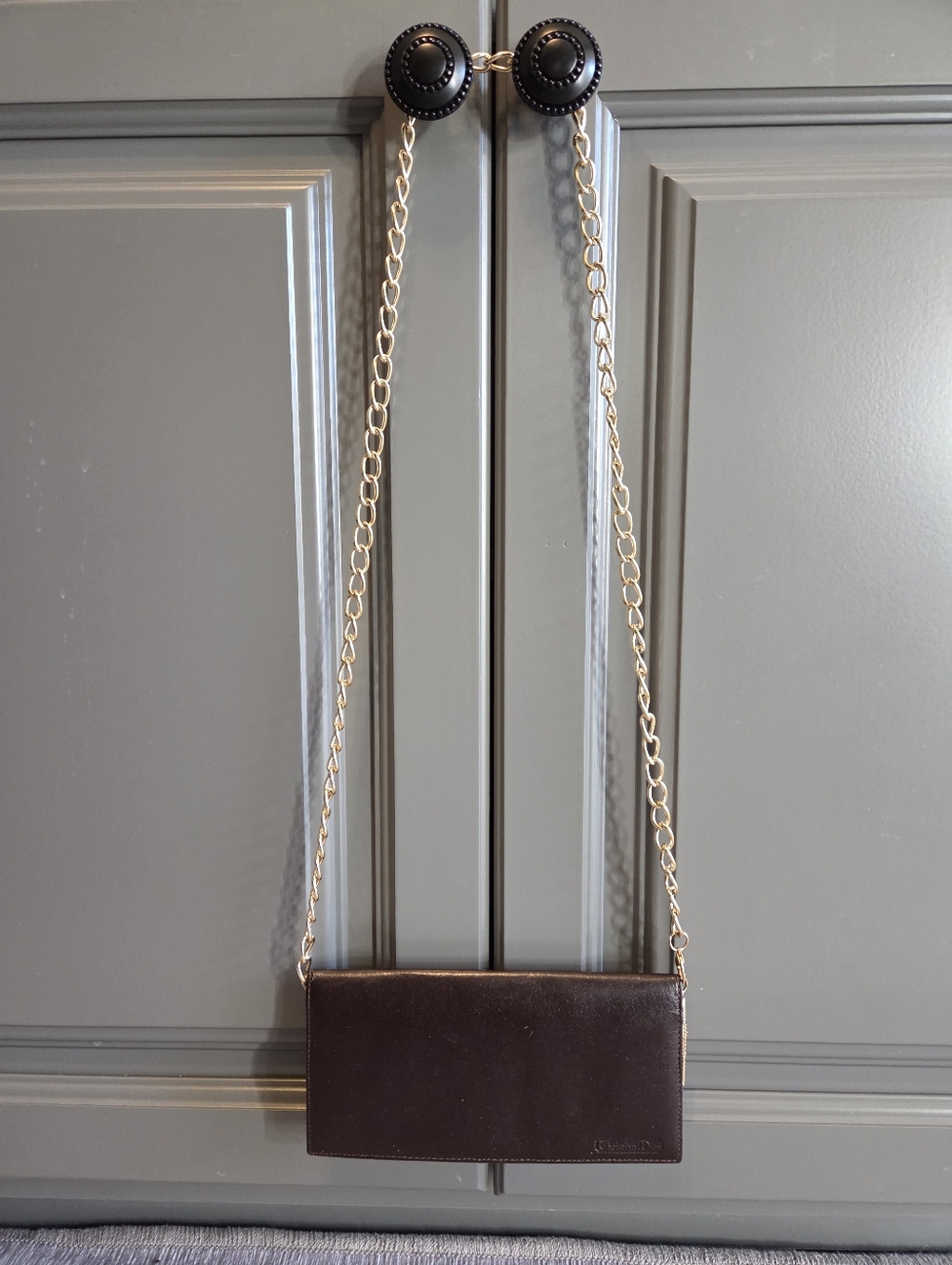 Christian Dior Classic Brown Cowhide Leather Crossbody Wallet Made In Spain